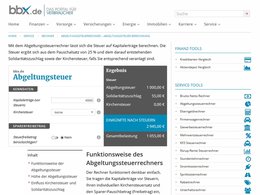 Screenshot vom Abgeltungssteuer-Rechner vom Verbraucherportal für Finanzen bbx.de.