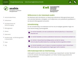 Screenshot Homepage anabin.kmk.org