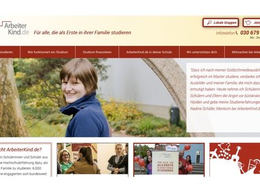 Screenshot Homepage Arbeiterkind.de