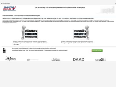 Screenshot Homepage Hochschulstart.de