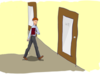Cartoon zeigt einen Personaler mit einer Bewerbungsmappe in der Hand auf dem Weg in sein Büro.