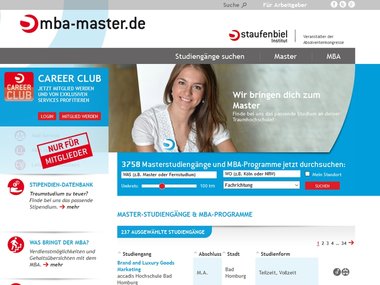 Screenshot Homepage mba-master.de