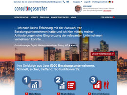 Screenshot der Suchmaschine für Unternehmensberater "consultingsearcher.com"