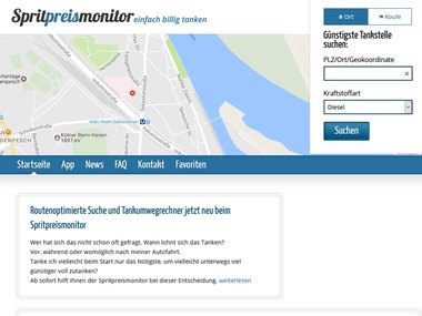 Screenshot Homepage spritpreismonitor.de