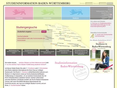 Screenshot Homepage studieninfo-bw.de