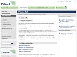Screenshot der Internetseite Saarland.de zum Thema Studieren-im-Saarland