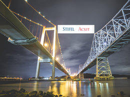 Zwei zusammenführende Brücke symbolisieren die Übernahme von Acxit durch Stifel.