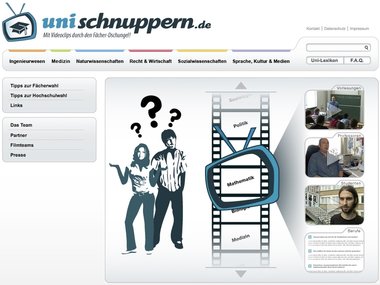 Screenshot Homepage Unischnuppern.de