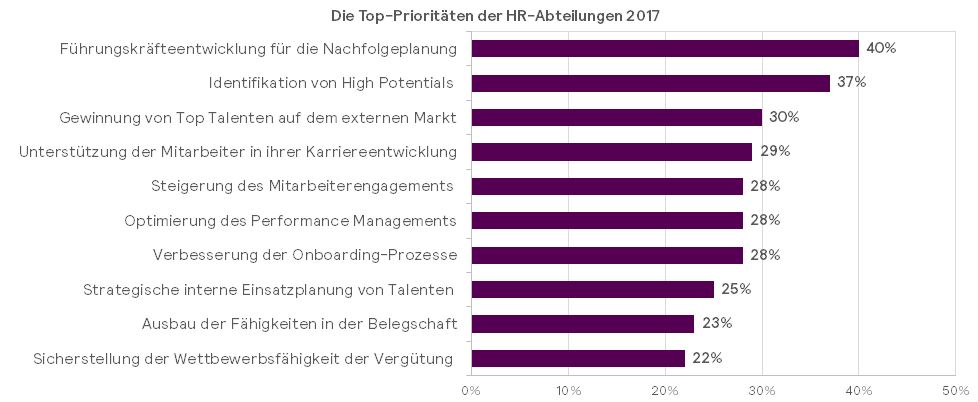 Grafik zur Top 12 Prioritätenliste von Arbeitnehmern in Deutschland für das Jahr 2017