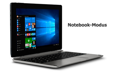 Aldi Full-HD Tablet-Notebook Medion E1240T im Notebook-Modus 