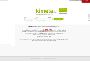 Screenshot Online-Jobsuchmaschine Kimeta