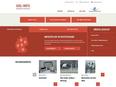 Screenshot der Internetseite odlinfo.bfs.de vom des Bundesamtes für Strahlenschutz.