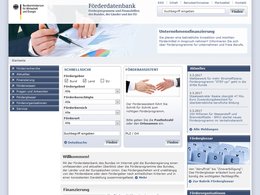 BMWI-Förderdatenbank: Screenshot Homepage foerderdatenbank.de