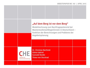 Modellrechnung zum Nachfragepotenzial bei  Masterstudienanfänger in Deutschland - Cover der Studie vom C HE gemeinnütziges Centrum für Hochschulentwicklung