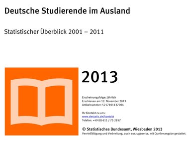 Cover Statistik Deutsche Studierende im Ausland 2013