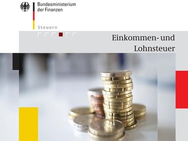 Screenshot vom Cover der Broschüre "Einkommensteuer und Lohnsteuer" vom Bundesministerium der Finanzen (BMF).