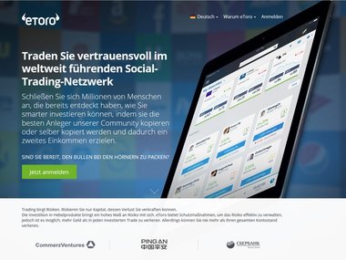 Screenshot des Social-Trading-Netzwerk etoro.de.