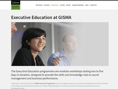 Screenshot der Gisma Business School zum Executive MBA.