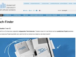 Screenshot Fach-Finder Fachhochschule Frankfurt
