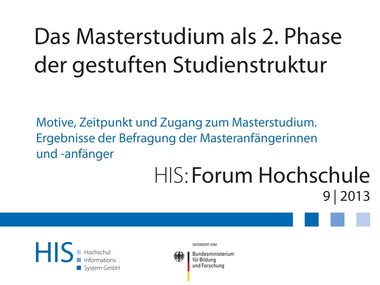Cover HIS-Studie zum Masterstudium 09|2013