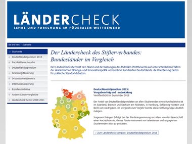 Screenshot Homepage ländercheck-wissenschaft.de