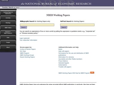 Screenshot Homepage nber.org