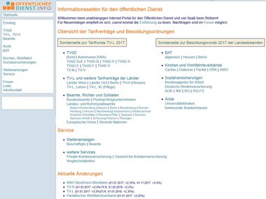Screenshot der Internetseite oeffentlicher-dienst.info