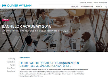 Consulting-Workshop "Bachelor Academy 2018" der Strategieberatung Oliver Wyman.