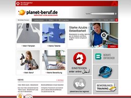 Screenshot Homepage planet-berufe.de
