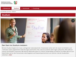 Screenshot Homepage wissenschaft.nrw.de/studium/