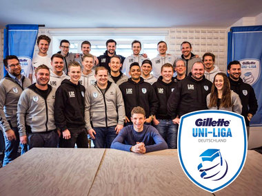 Gillette Uni-Liga Fußball 2018: Gruppenbild mit Thomas Müller.